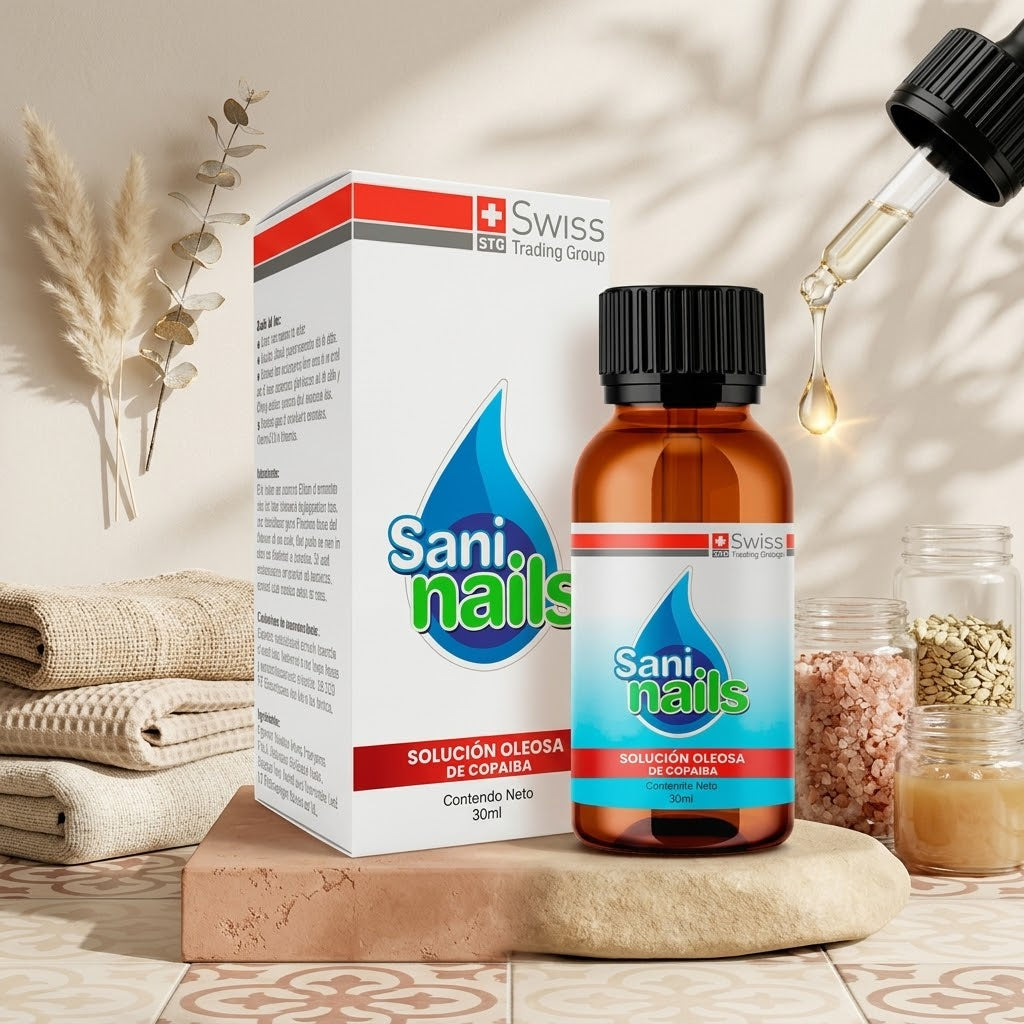 SaniNails tratamiento natural con aceite de copaiba para hongos en uñas